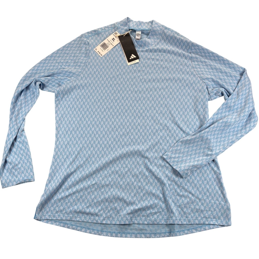 Adidas Ultimate365 Tour Long Sleeve Golf Shirt Women XL‎ Blue HEAT.RDY Mock Neck